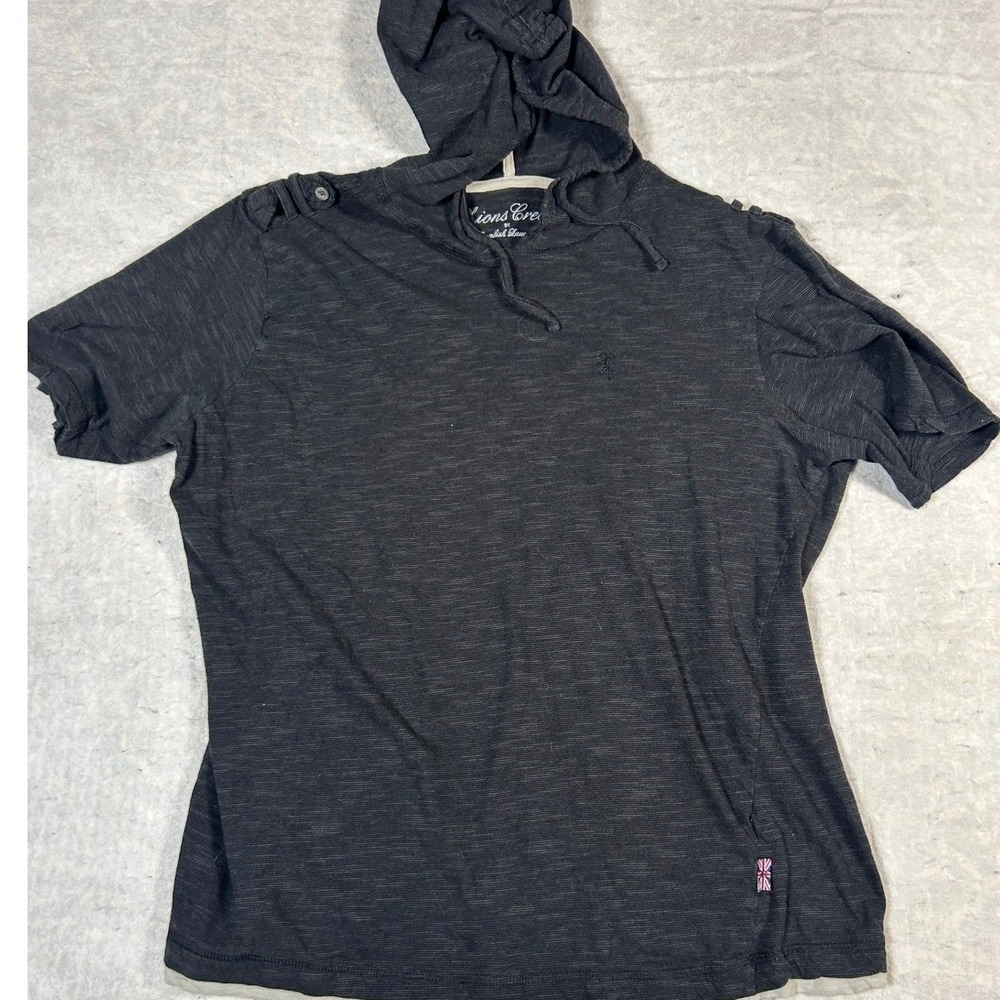 Lions Crest by English Laundry Mens Heather Charcoal Short Sleeve Hoodie Size XL